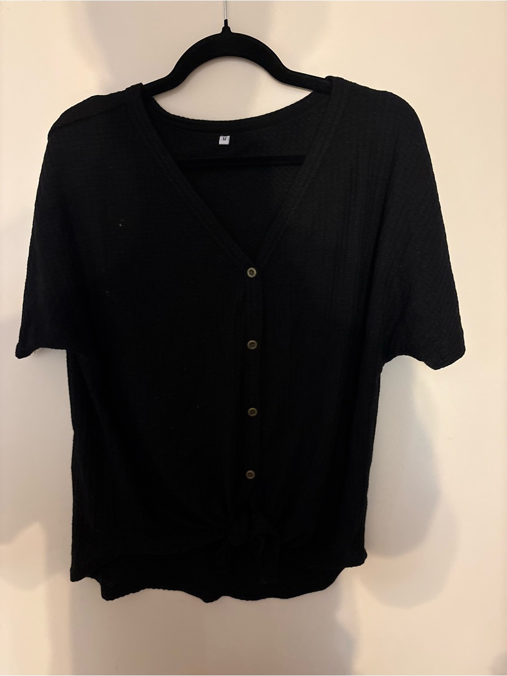Women’s Black Waffle Knit Shirt Size Medium